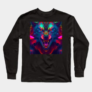 Psychedelic Colorful Werewolf Long Sleeve T-Shirt